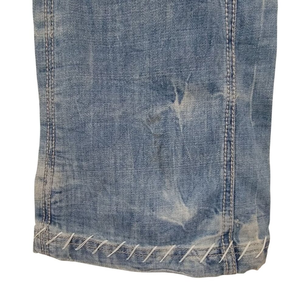 Y2K ANTIK DENIM Distressed Bootcut Low Rise Jeans Weave Pattern Women's Size 27 - Picture 9 of 12